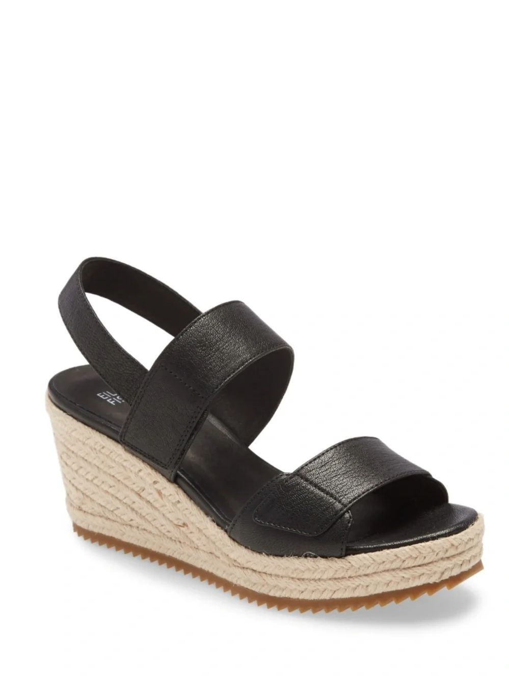 Eileen Fisher Women's Winnie Espadrille Wedge Sandal in Black Leather